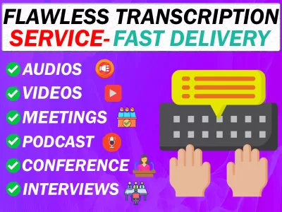 Provide flawless transcription service up to 120 minutes.